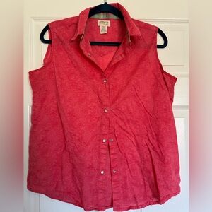 Wrangler Coral Paisley Sleeveless Button-Front Shirt